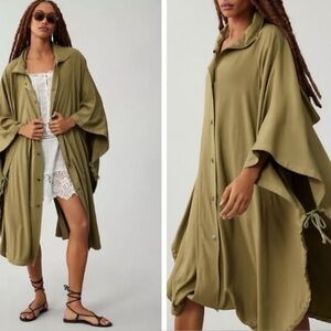 Anthropologie Pilcro Green Khaki Oversize Poncho Utility Jacket One Size